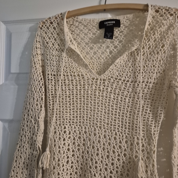 Vintage Express Y2K Cream Crochet Sweater - Picture 2 of 8